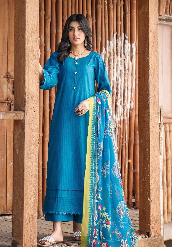 Meerab Teal – Luxury Lawn 3-Piece Suit (NLC-106-PK)